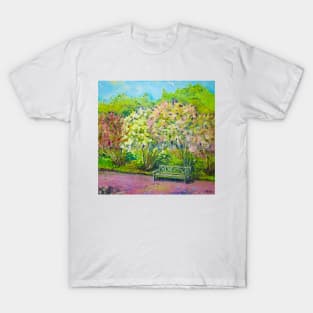 Bench in the lilac park T-Shirt